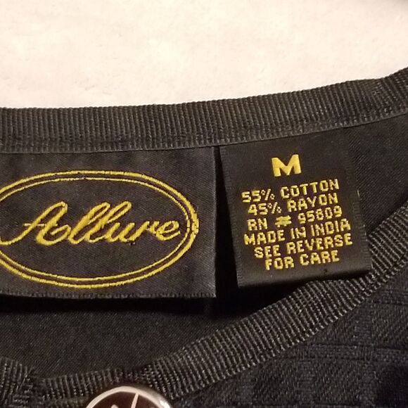 Allure M Blazer Jacket Long Sleeve Button Black Mixed Media Lagenlook Career VTG - Picture 6 of 9